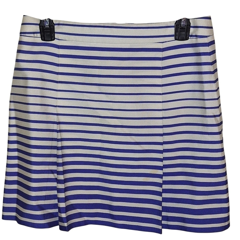 Banana Republic Blue Stripe Open Pleat Skirt Size 4 Preppy Nautical 4th July